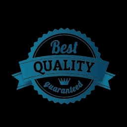 Blue quality guarantee badge with ribbon