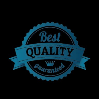 Blue quality guarantee badge with ribbon