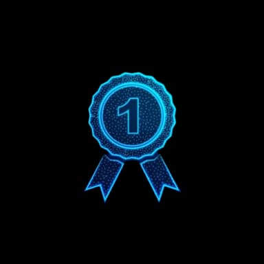 Digital blue award badge with a number one